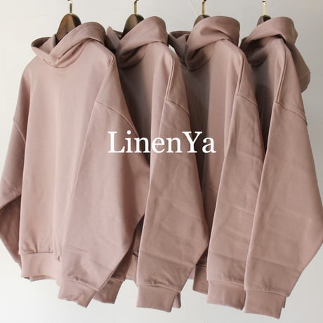 **またまた再入荷**  Linenya リネンヤ　裏毛コットンパーカー　#グレー、ピンクベージュ　【送料無料】