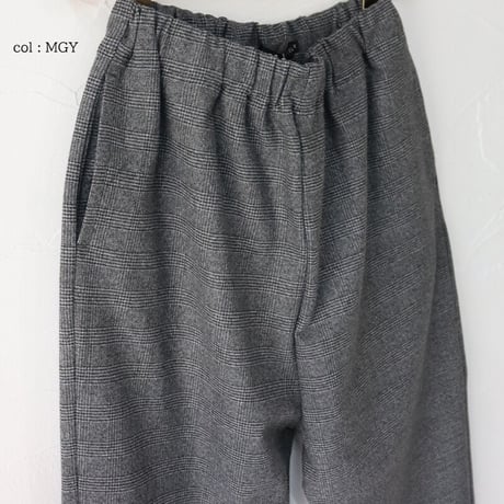**サイズ欠け分再入荷**TRAVAIL MANUEL トラバイユマニュアル　杢グレンチェックポーラパンツ　#MGY,CGY,NVY