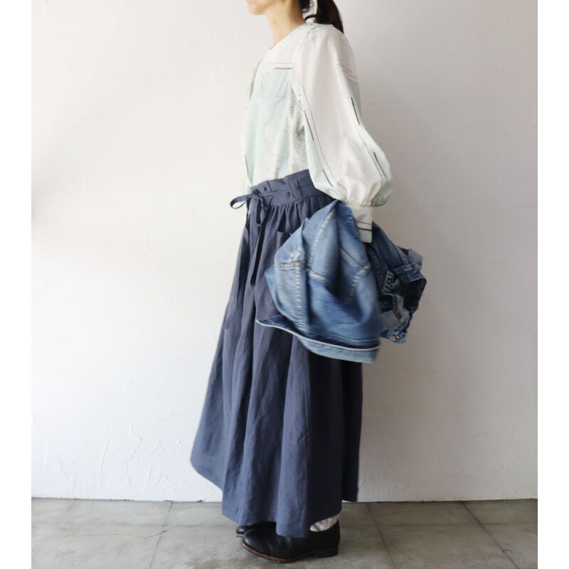 MAGALI マガリ ベルガモリネン·ラップ風ギャザースカート MAGALI マガリ ベルガモリネン·ラップ風ギャザースカート