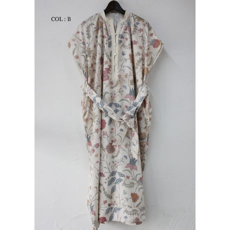 ASEEDONCLOUD アシードンクラウド　Antique flower print Jiyusou smock dress #ナチュラル【送料無料】