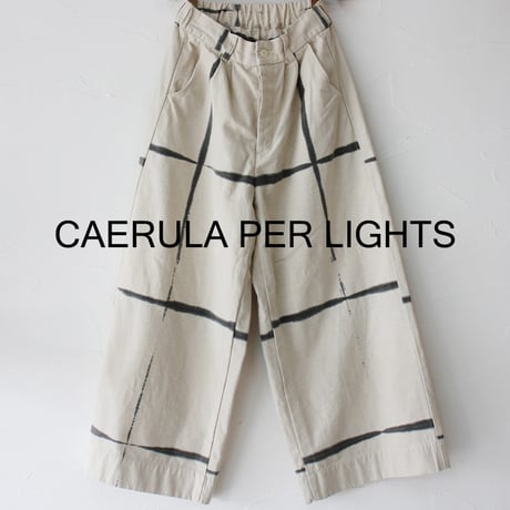CAERULA PER LIGHTS カエルラ　コットンヘンプウエポン格子染めワイドパンツ　#キナリｘブラック