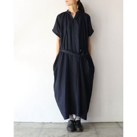 ASEEDONCLOUD アシードンクラウド　Antique linen Jiyusou smock dress #インディゴ　【送料無料】