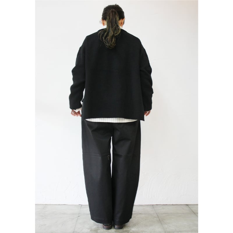 homspun ホームスパン メリノウールVネックプルオーバー #ブラックx