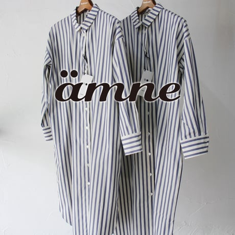 amne アンヌ　STRIPE dolman dress #BLUE