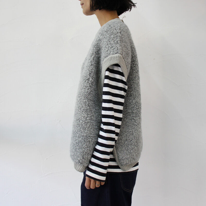 homspun ホームスパン アルパカループクルーネックベスト #ベージュ