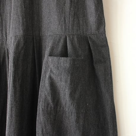 **再入荷** LinenYa リネンヤ　コットンタックジャンパースカート　#ブラック 【送料無料】