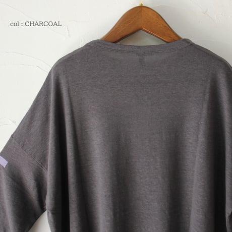 TRAVAIL MANUEL トラバイユマニュアル　リネン天竺長袖プルオーバー　#ナチュラル、チャコールグレー、ネイビー