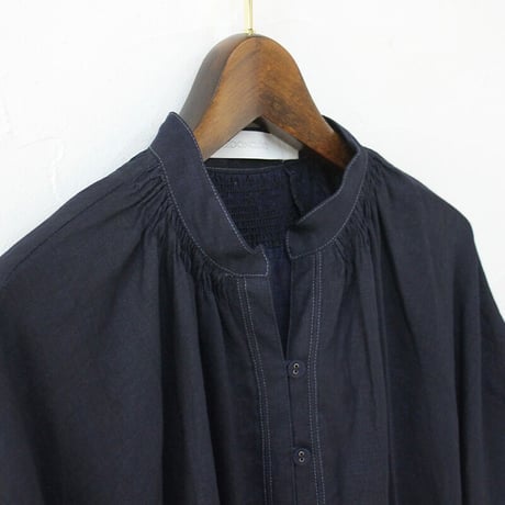 ASEEDONCLOUD アシードンクラウド　Antique linen Jiyusou smock dress #インディゴ　【送料無料】