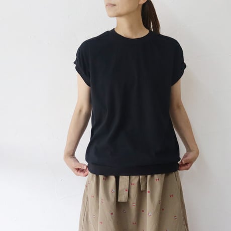 **2024s/s分到着** homspun ホームスパン 30/1天竺キャップスリーブTシャツ　#サラシ、ブラック、ネイビー