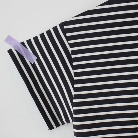 TRAVAIL MANUEL トラバイユマニュアル　ミディボーダースリットTシャツ　#ネイビー、サックス、イエロー