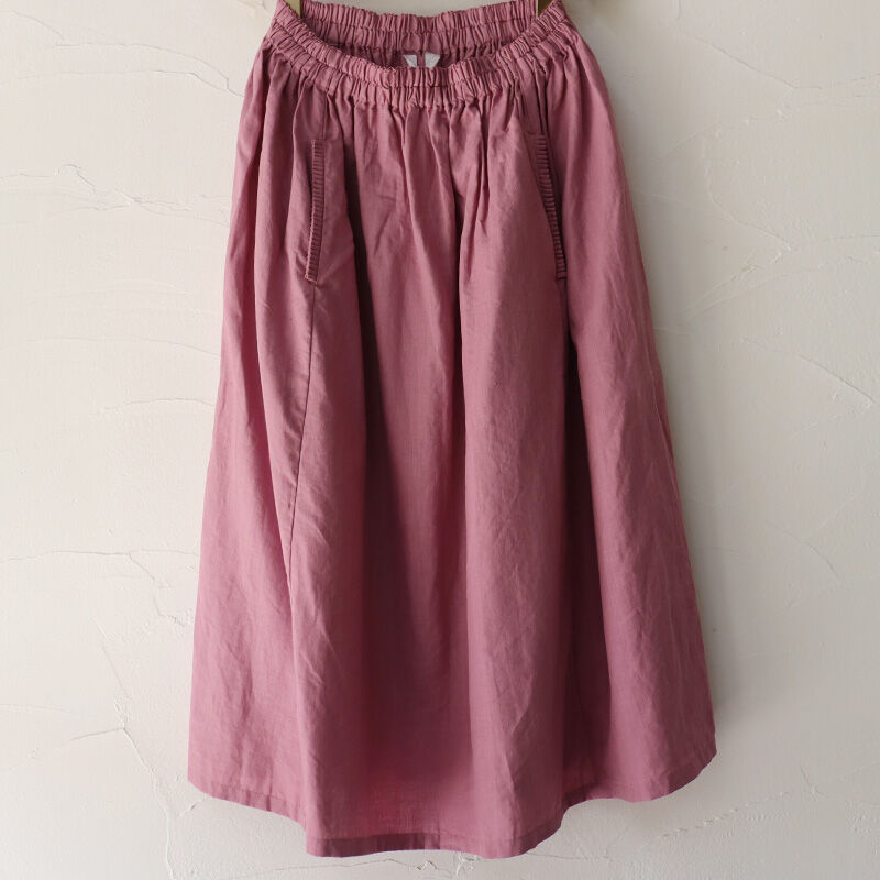 homspun ホームスパン　リネンバイオフリルポケットギャザースカート　#ピンク