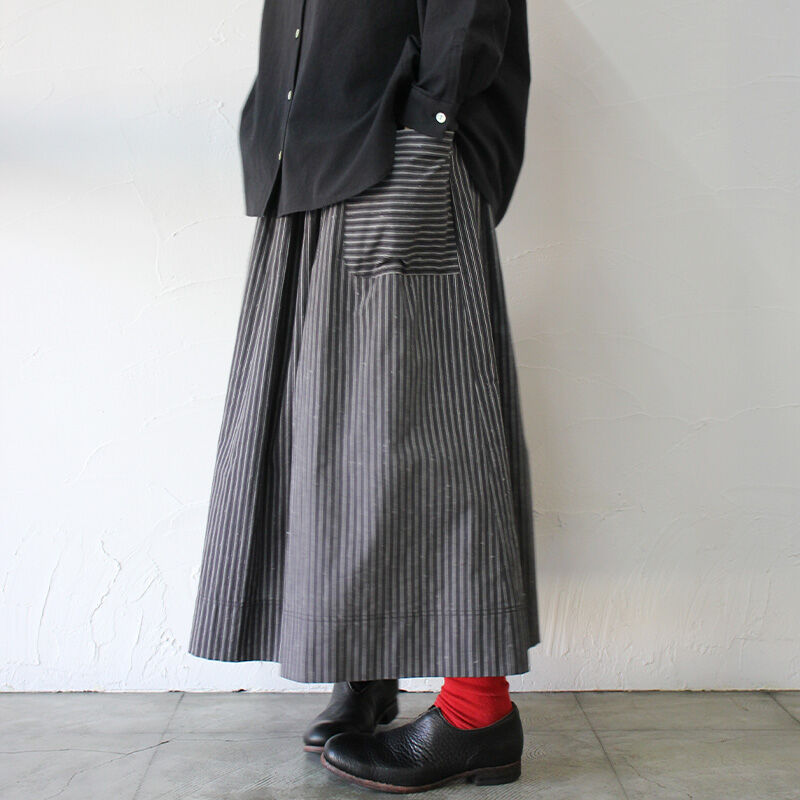 MAGALI マガリ ストライプロングスカート #ホワイト、ネイビー  