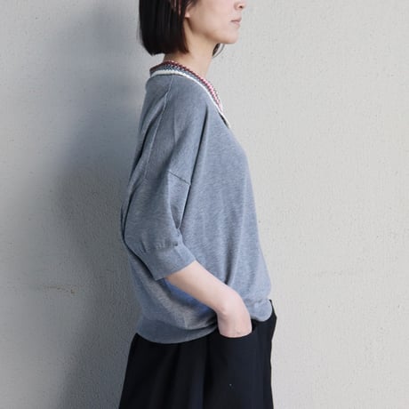 atelier naruse アトリエナルセ　cotton crochet collar knit　コットン クロシェカラー 半袖ニット
