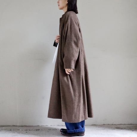 atelier naruse アトリエナルセ　wool linen tweed stand collar coat　ウールリネンツイードスタンドカラーコート