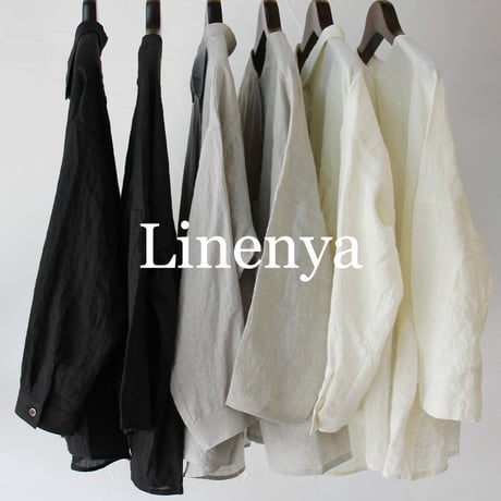 **再入荷** Linenya リネンヤ　リネン丸襟長袖ブラウス　#ホワイト、ライトグレー、ブラック