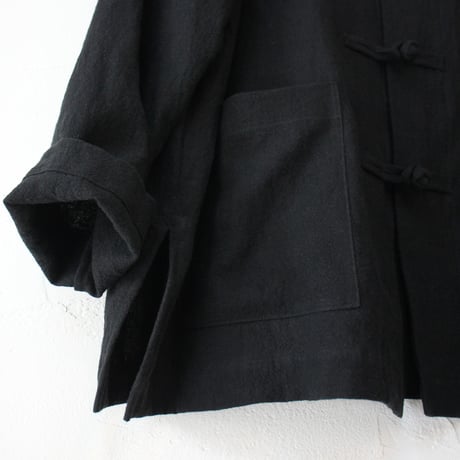 atelier naruse アトリエナルセ　リネンチャイナブラウス　linen Chinese blouse　#ブラック