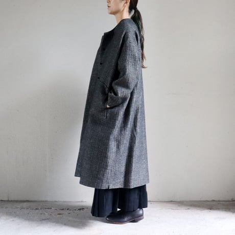 MAGALI マガリ　ウールリネン・ヘリンボンコート　#ブラック　【送料無料】