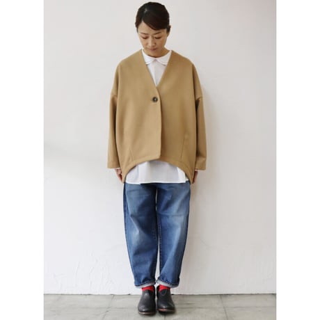**メーカー在庫最終分再入荷** maomade マオメイド　ウールカシミアストレッチコクーンジャケット　#キャメル、ブラック