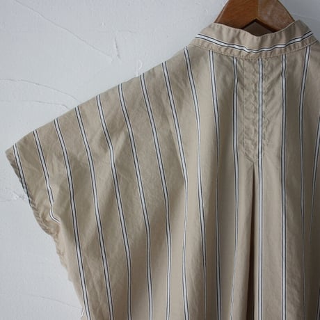 ARTE POVERA アルテポーヴェラ　タイプライターストライプフレンチスタンドシャツ　#白、ベージュ