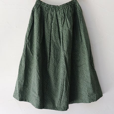 **再入荷** homspun ホームスパン　キャラコ小花プリントギャザースカート　#グリーン、ネイビー　【送料無料】