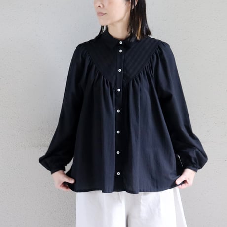 MAGALI マガリ　ブリージー・コットンシルク・レースヨークブラウス　#ブラック、ホワイト