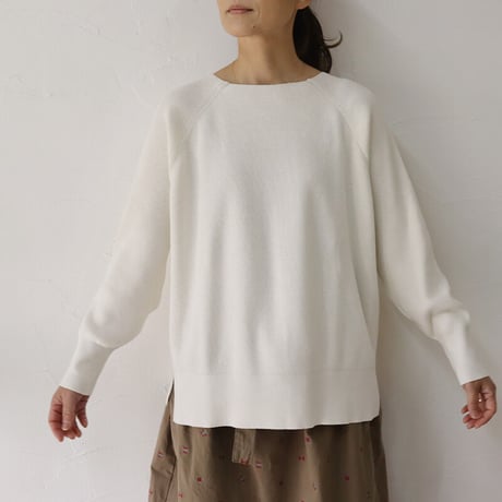 homspun ホームスパン　スーピマコットン両畦編みクループルオーバー　#アイボリー、ライトセージ、ダークネイビー