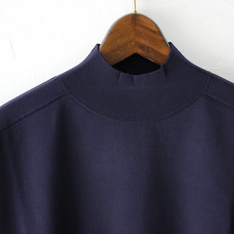 **またまたまた再入荷** LinenYa リネンヤ as it is.  コットンモックネック5分袖ニット　#ネイビー、ブラック、ホワイト