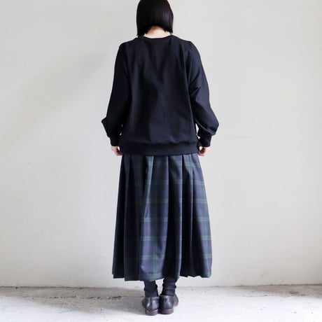 **再入荷** TRAVAIL MANUEL トラバイユマニュアル　ウールトロチェックタックフレアスカート　#ブラックウォッチ