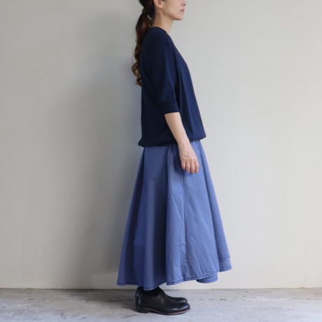 homspun ホームスパン　水玉プリントラップフレアスカート #ブラック、ブルー