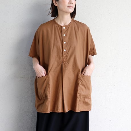 homspun ホームスパン　コットンミニチェックBIGブラウス　#オレンジ