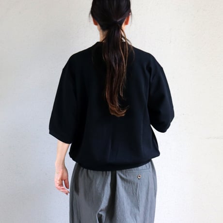 amne アンヌ　MINI TERRY half sleeve crew ミニテリー半袖クルーネック　#ブラック