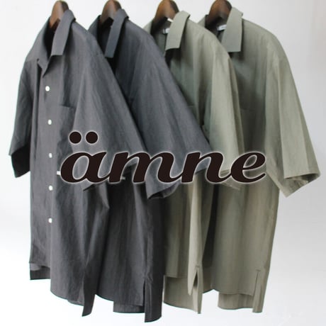 amne アンヌ　シャンブレーオープンカラーシャツ　CHAMBRAY H_s shirts　#ブラック、オリーブ