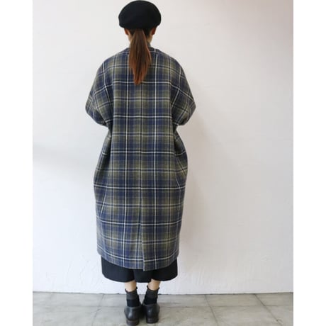 atelier naruse アトリエナルセ　タータンチェックツィードコクーンコート｜tartan check tweed cocoon coat