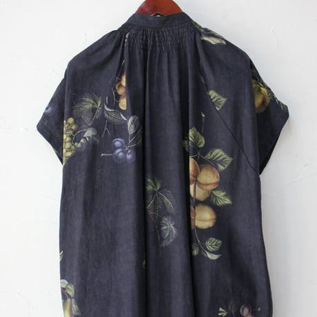 ASEEDONCLOUD アシードンクラウド　Mitsuyakusou botanical print Prayer smock dress　#Black　【送料無料】