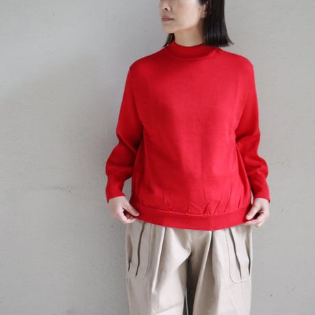 atelier naruse アトリエナルセ cotttn wool mock-neck knit　コットンウールモックネックニット　#チャコール、レッド