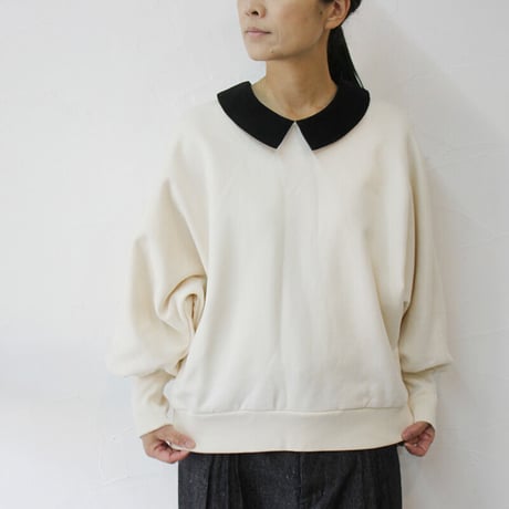 MAGALI マガリ コットンシルケットスウェットプルオーバー　#ブラック、グレー、アイボリー