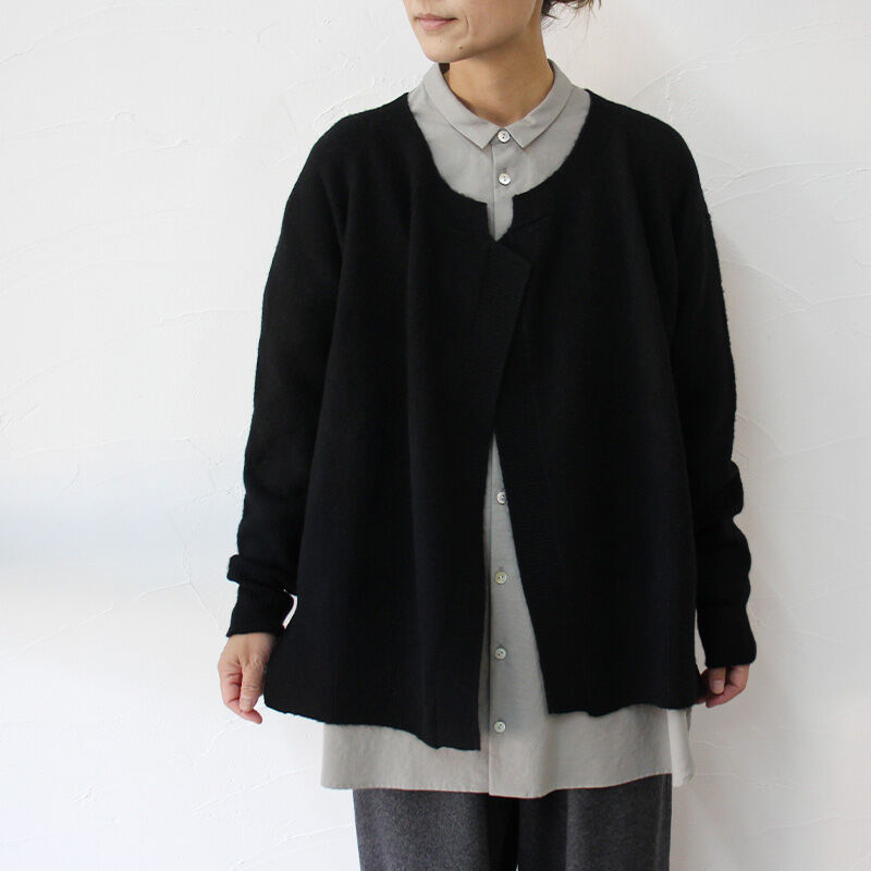 homspun(ホームスパン)縮絨起毛ウールラグランカーディガン homspun ホームスパン 縮絨起毛ウールラグランカーデ #TOPグレー