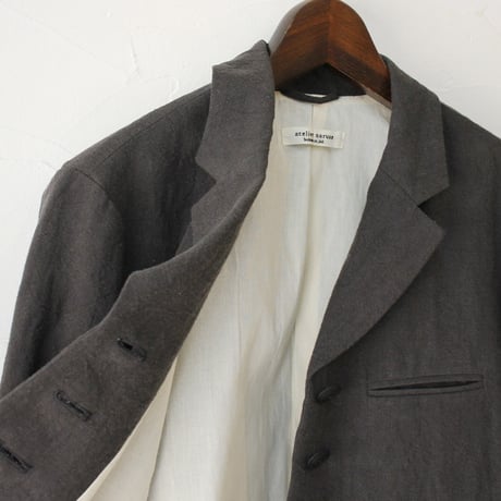 **再入荷** atelier naruse アトリエナルセ　リネンテーラードジャケット　linen tailored jacket　#ベイジュ、チャコール