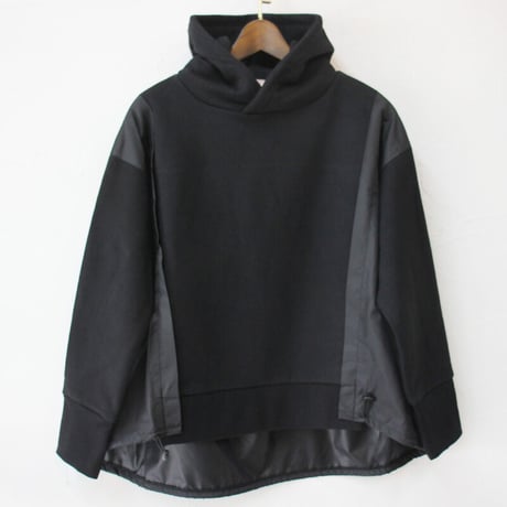 maomade マオメイド　スタンダード裏毛起毛ｘタフタフーディドロストプルオーバー　#ブラック