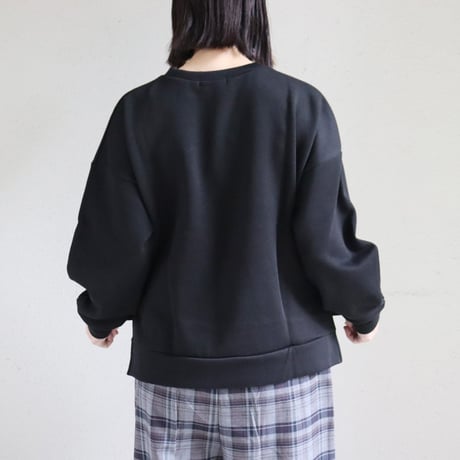 TRAVAIL MANUEL トラバイユマニュアル　リブニットボリュームスリーブプルオーバー　#ブラック