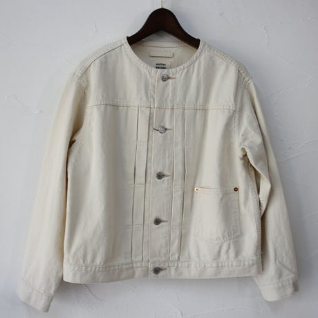 **再入荷** atelier naruse アトリエナルセ cotton denim no collar jacket コットンデニム ノーカラージャケット #インディゴ、生成り
