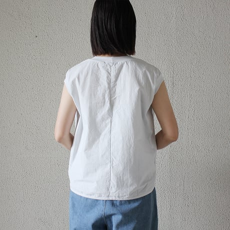 homspun ホームスパン　コンパクトウェザーノースリーブブラウス　#ホワイト、パウダーブルー、ダークピンク、ネイビー