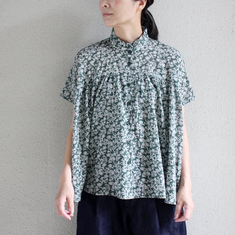 soil ソイル　80s VOILE TWO TONE FLOWER PRINT FRILL COLLAR FRENCH/SL SHIRT 【送料無料】