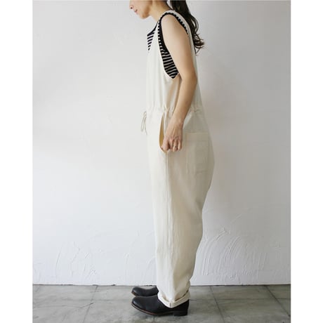**再入荷** atelier naruse アトリエナルセ　ヴィンテージ馬布コットンオーバーオール　#キナリ、ベイジュ、ブラック
