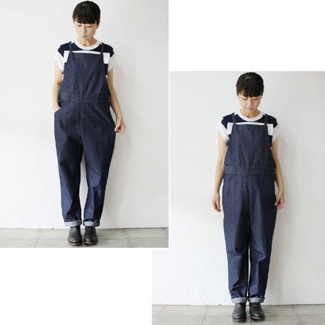 atelier naruse アトリエナルセ cotton denim salopette pants デニムサロペット #indigo 【送料無料】