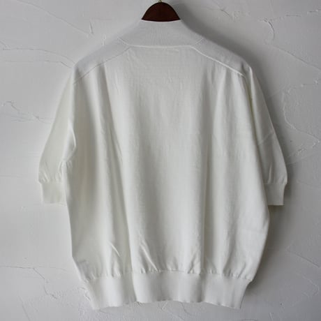 **またまたまた再入荷** LinenYa リネンヤ as it is.  コットンモックネック5分袖ニット　#ネイビー、ブラック、ホワイト