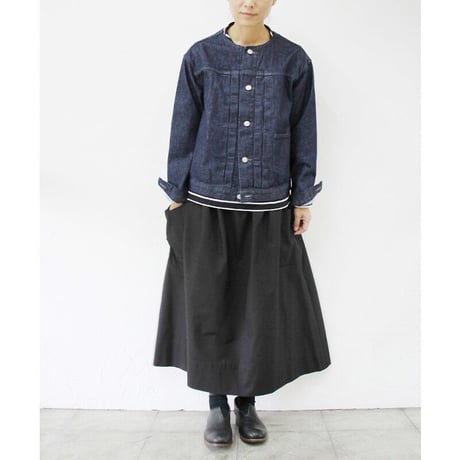 **再入荷** atelier naruse アトリエナルセ cotton denim no collar jacket コットンデニム ノーカラージャケット #インディゴ、生成り