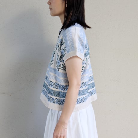 ASEEDONCLOUD アシードンクラウド　Flower Jacquard Knit Blouse #オフ白、ブラック　【送料無料】