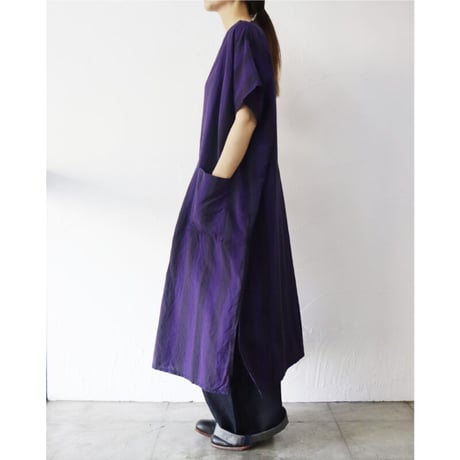 **またまた再入荷** homspun ホームスパン　コットンリネン太ストライプBIGワンピース