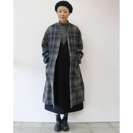 atelier naruse アトリエナルセ　タータンチェックツィードコクーンコート｜tartan check tweed cocoon coat